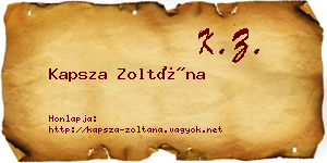 Kapsza Zoltána névjegykártya